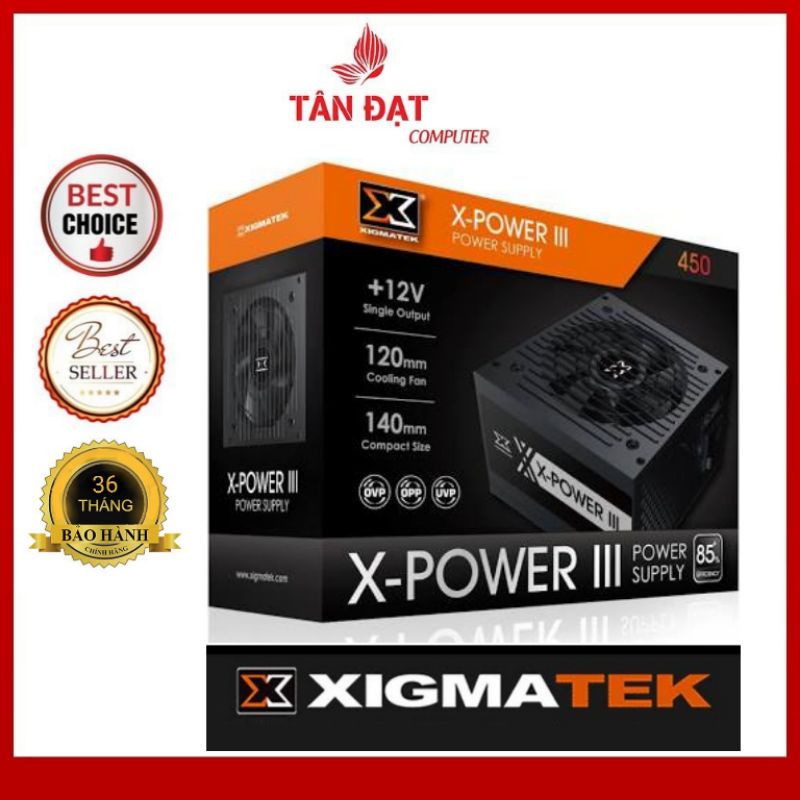 (Siêu Rẻ )Nguồn Máy Tính Công Suất Thực XIGMATEK X-POWER III 450N - Hàng chính hãng full box Mai Hoàng