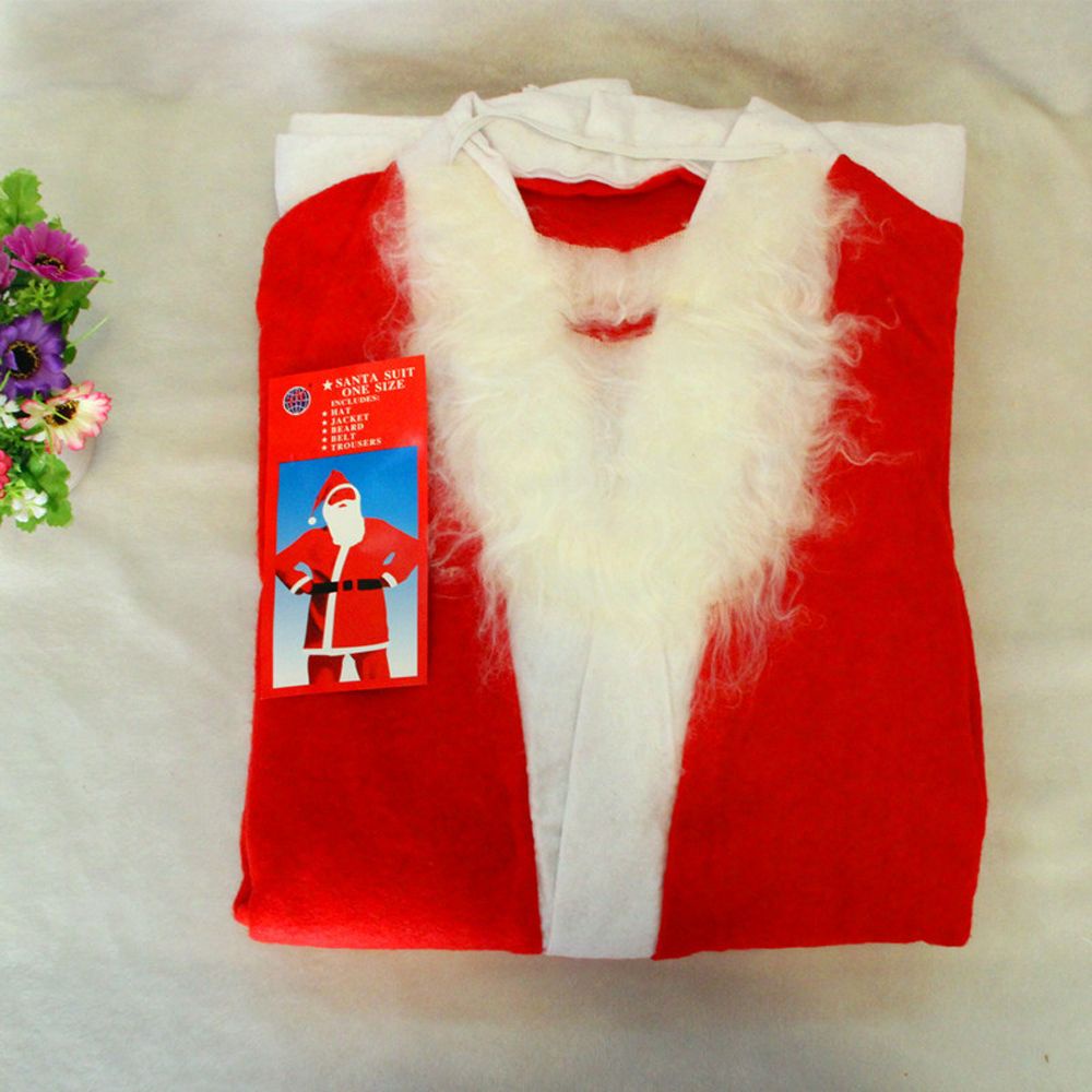 Bộ đồ hóa trang ông già noel dễ thương bằng vải nhung polyester màu trắng và đỏ dành cho người lớn
