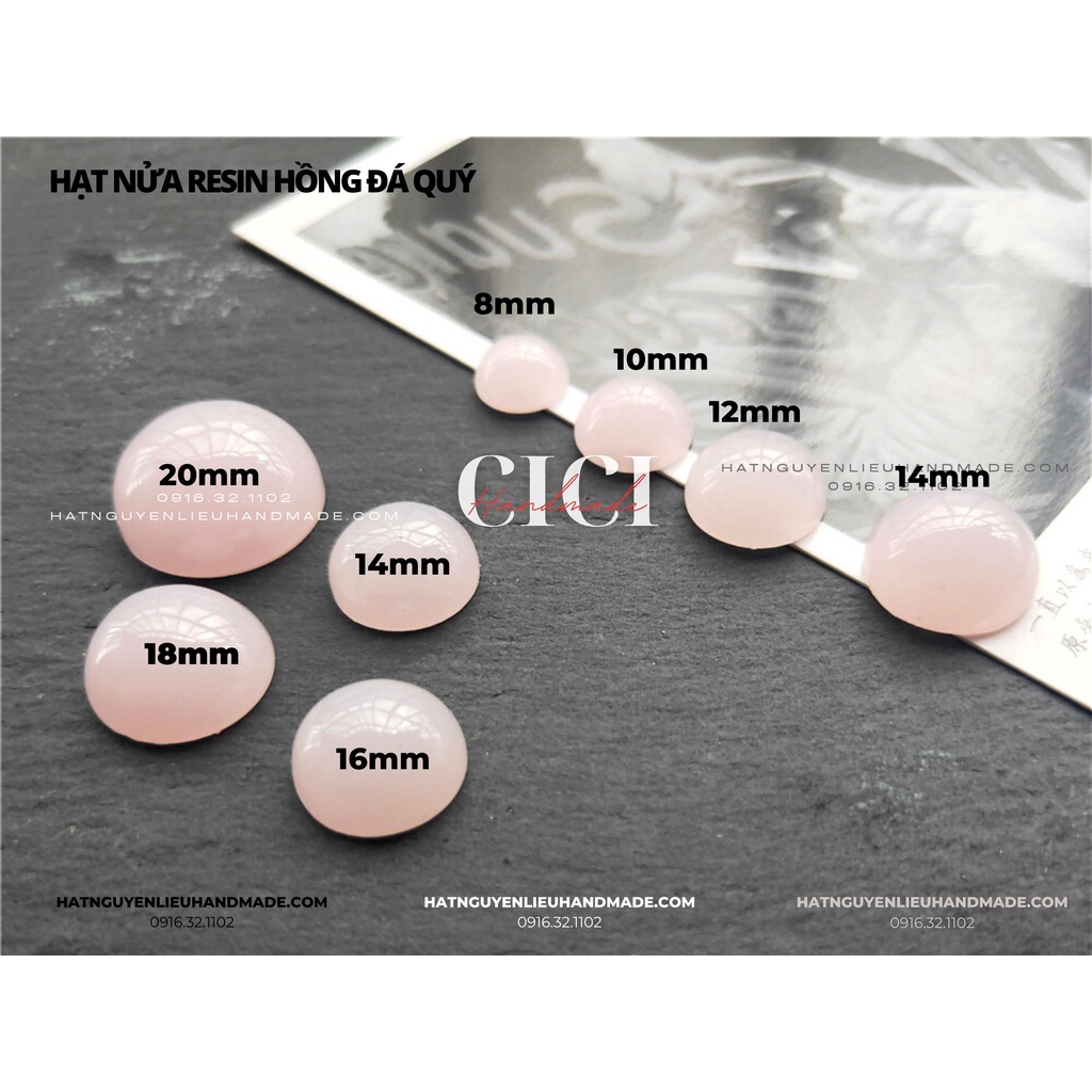 Túi 10 Hạt nửa resin trắng hồng xà cừ cao cấp 8-14mm Cici Handmade phụ kiện handmade tự làm kẹp tóc cài áo nguyên liệu