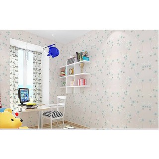 1m Giấy dán tường khổ 45cm Hoa xanh nhã
