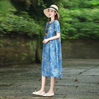 Đầm Cotton Tay Lửng Dáng Rộng Thời Trang Mùa Hè 2020 Cho Nữ