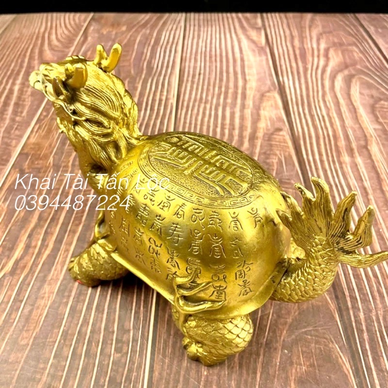 Tượng Long Quy - rùa đầu rồng - trường thọ bằng đồng cao 14cm