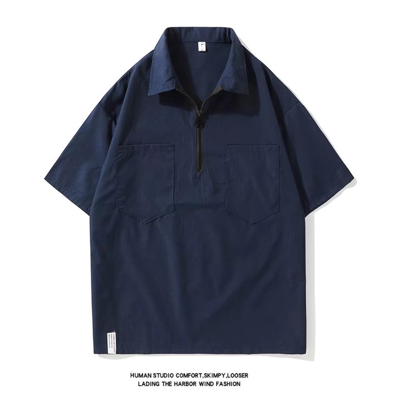 Áo Thun POLO Tay Ngắn Màu Sắc Trơn Phong Cách Hip hop Nhật Bản Thời Trang Mùa Hè Cho Nam