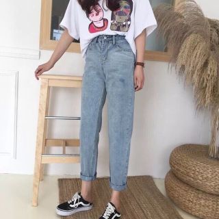 [FLASH SALE] - Kèm Ảnh Thật Quần Baggy Jean Nữ Lưng Cao Form Đơn Giản