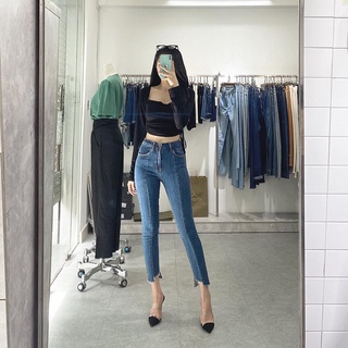 Quần skinny trơn lai cắt kiểu qj589