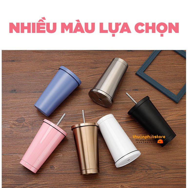 Ly Giữ Nhiệt 500mL - Tặng ống hút - Inox 304 An Toàn - Chất Lượng - Giữ Nhiệt Lâu - 3 Màu Lựa Chọn