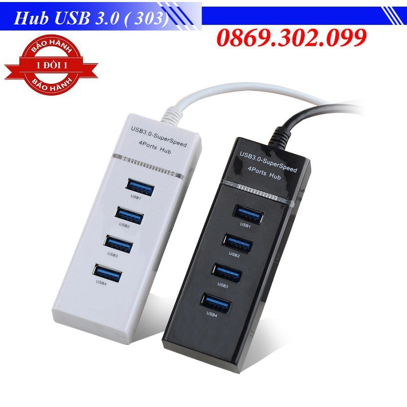 Hub Chia 4 Cổng USB 3.0 - 303 - Thiết kế thời trang nhỏ gọn, Tốc độ lên đến 5Gbps