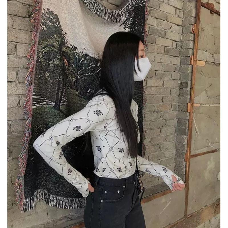 Áo Thun Tay Dài Bằng Cotton Nguyên Chất Thiết Kế Độc Đáo Dành Cho Nữ