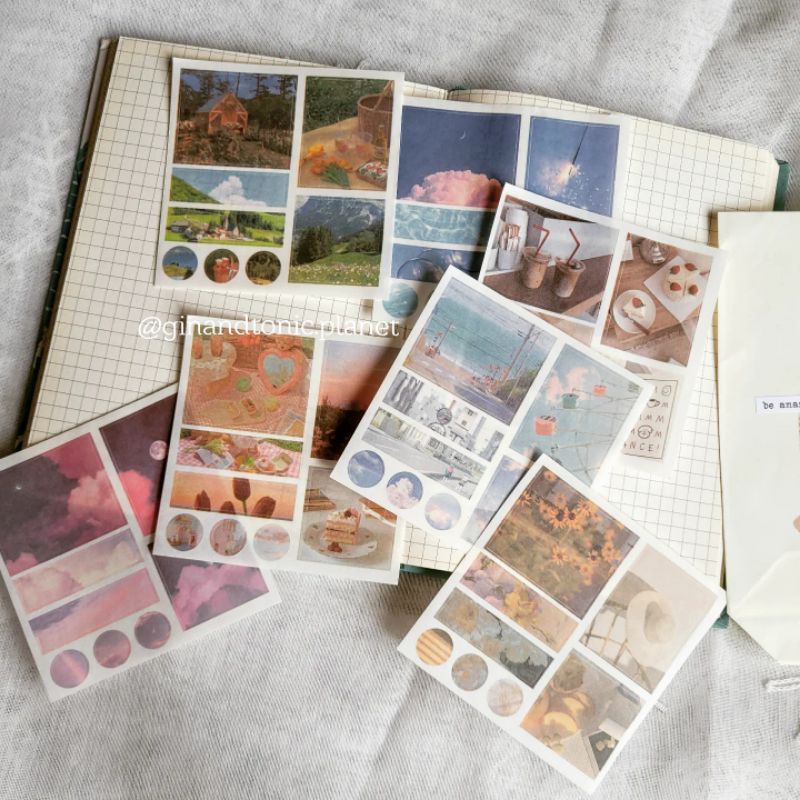 Set mix 10 tấm sticker chủ đề aesthetic và vintage dùng trang trí sổ bullet journal - ginandtonic