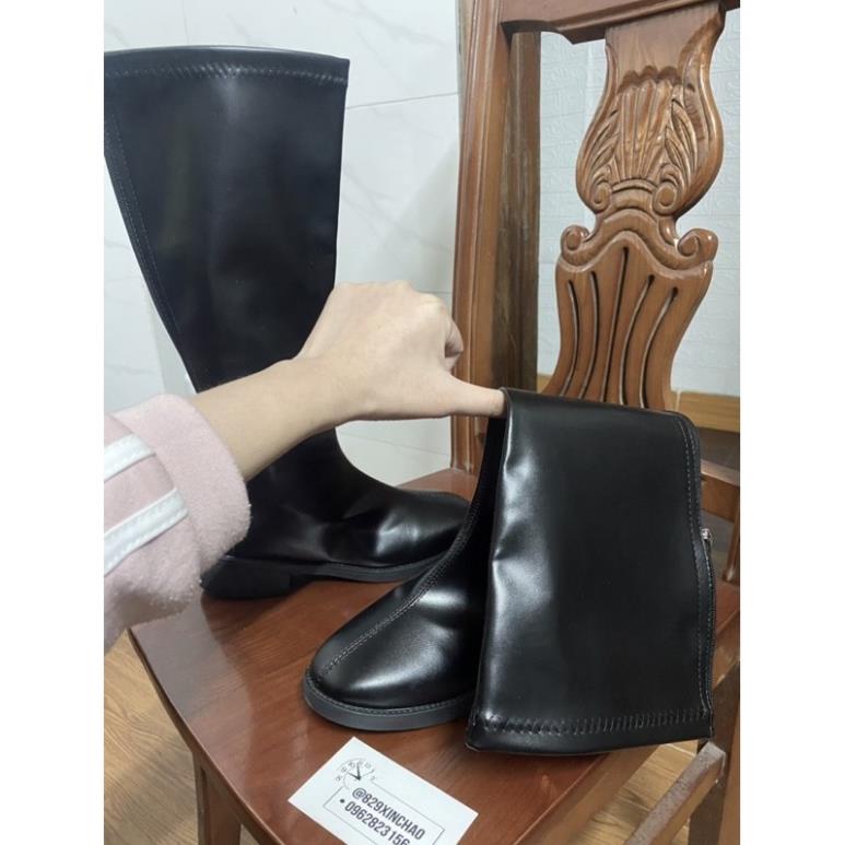 sẵn. boot da đen/ bốt gối CÓ KHOÁ KÉO TIỆN LỢI 😎 giày da cao cổ , giày thời trang, boot martins ☺️ .