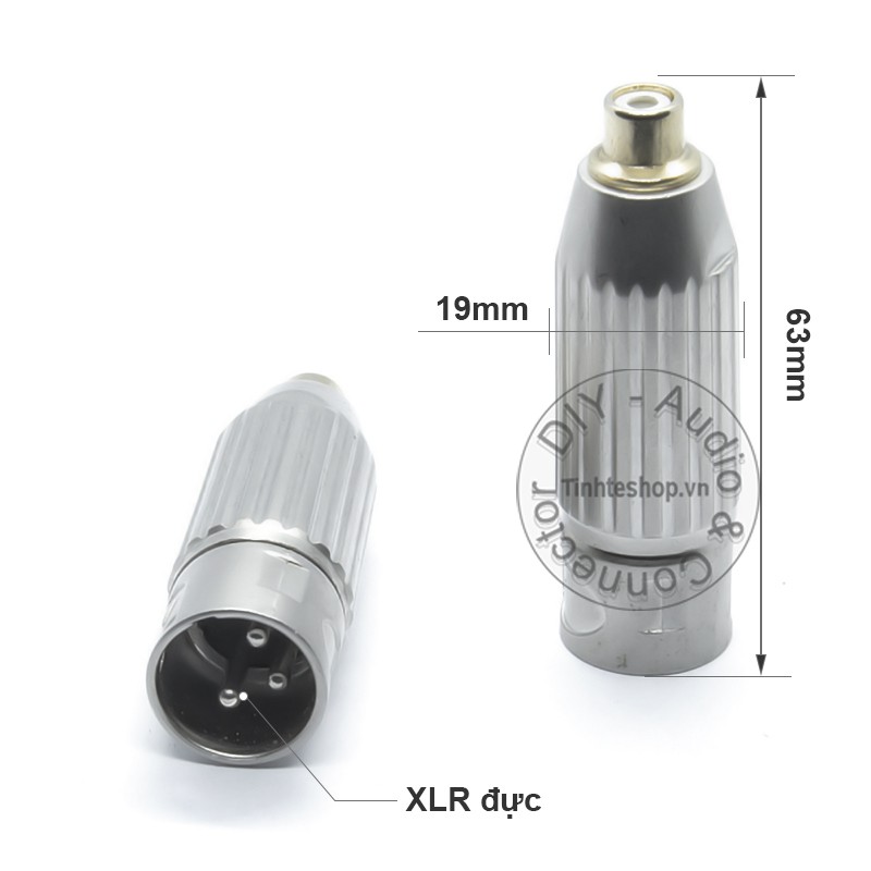 2 chiếc - Đầu giắc chuyển đổi AV RCA cái sang XLR cannon DIN 3pin đực - Khẩu chuyển Canon XLR 3PIN male ra AV/RCA female