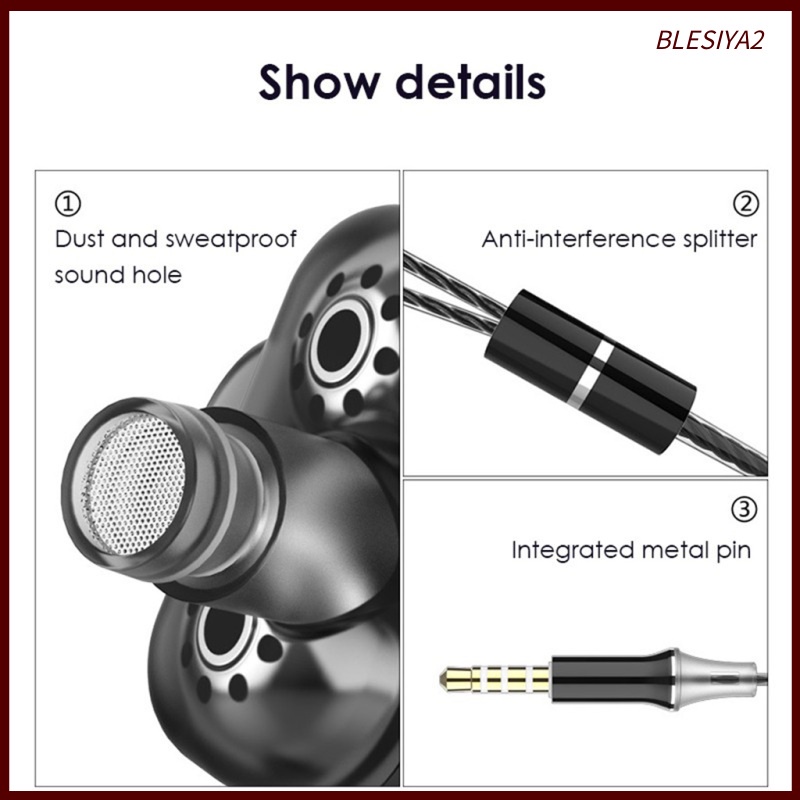 Tai Nghe Nhét Tai Blesiya2 Có Dây 1.2m 3.5mm Chất Lượng Cao Đen