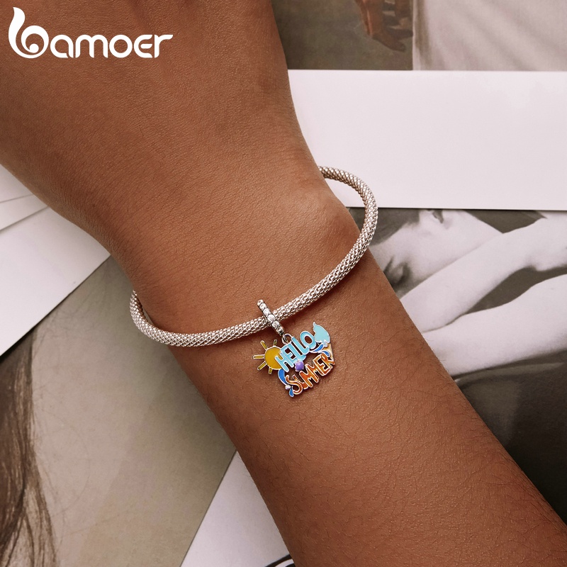 Mặt phụ kiện BAMOER SCC2222 bằng bạc 925 hình chữ Hello