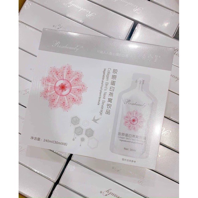 NƯỚC UỐNG COLLAGEN YẾN ROSEBEAUTY CÓ 8 TÚI NHỎ GIÚP LÀM ĐẸP DA -PINKSTORE