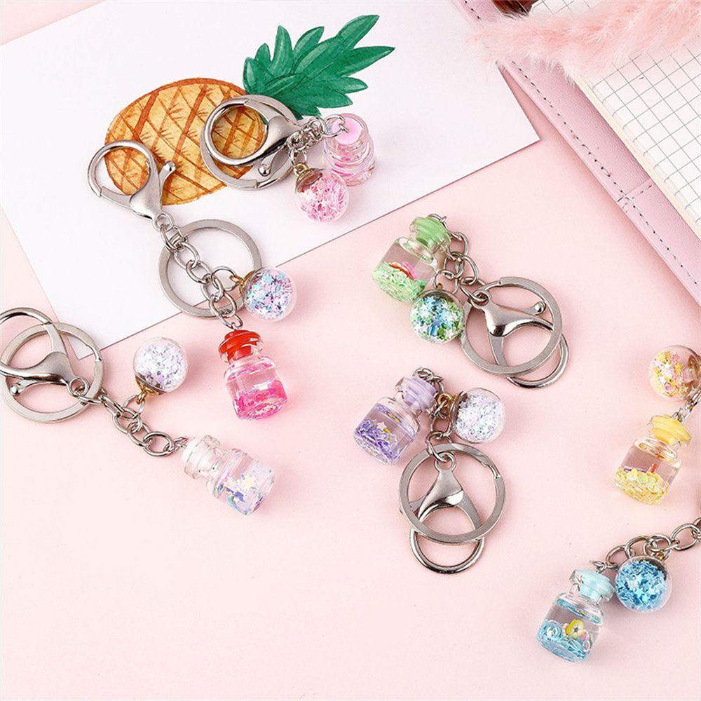 [COD] Móc Khóa Hoa / Chai Nước Cát Chảy Trang Trí Nội Thất Ba Lô Dễ Thương
