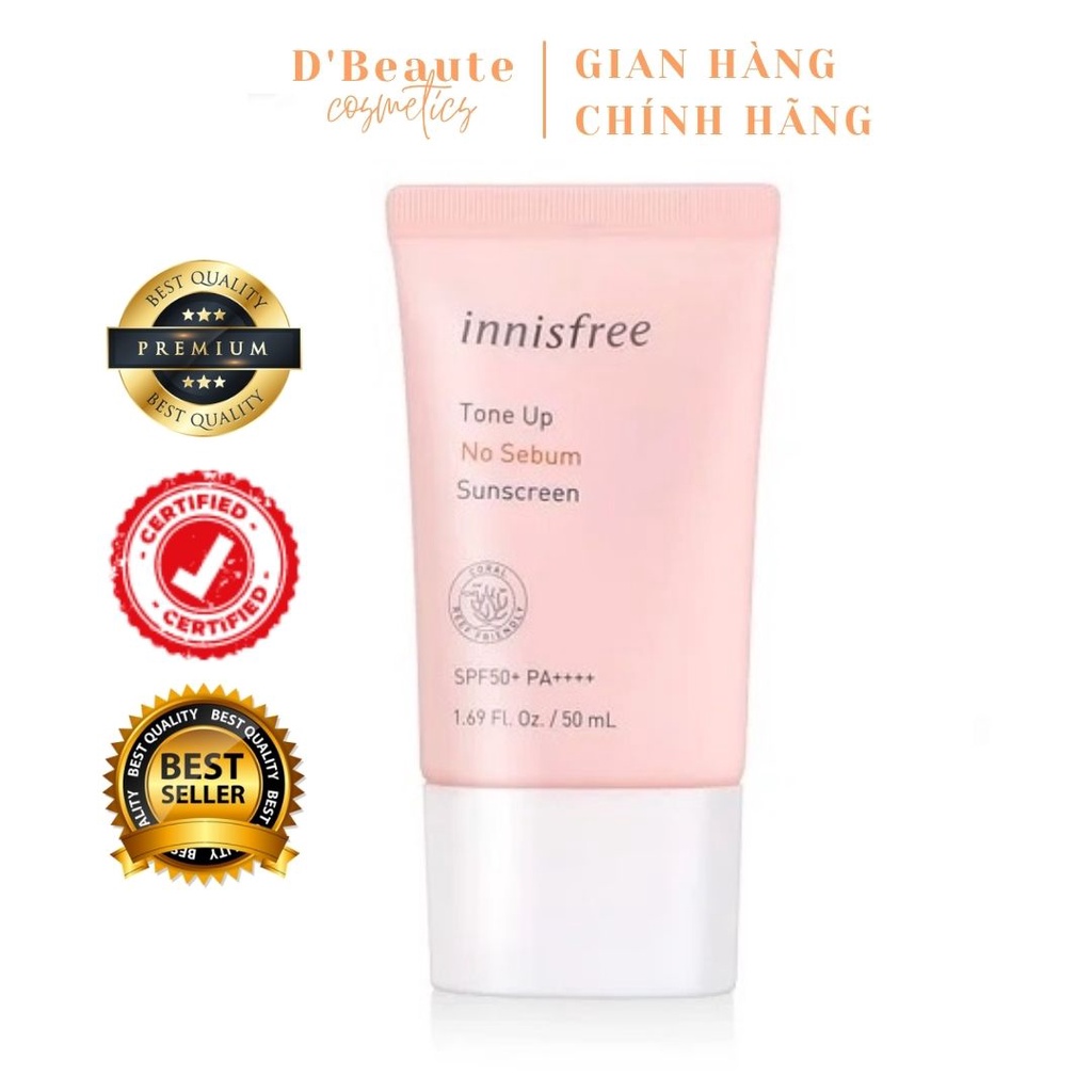 Kem Chống Nắng Nâng Tone Kiềm Dầu Innisfree Tone Up No Sebum Sunscreen 50ml - Chính Hãng Hàn Quốc