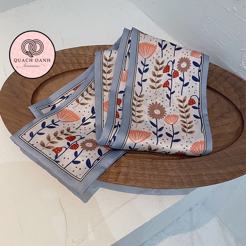 Khăn lụa cổ điển Pháp quàng cổ, quấn ruy băng - KH33