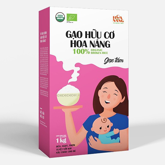 Gạo Tấm Hữu Cơ Hoa Nắng Hộp 1Kg Dẻo ngọt, thơm tự nhiên