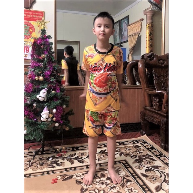 Bộ thun mì tôm cho bé hình ngộ nghĩnh size từ 10kg đến 89kg đồ bộ thun lạnh cả nhà mặc rẻ đẹp
