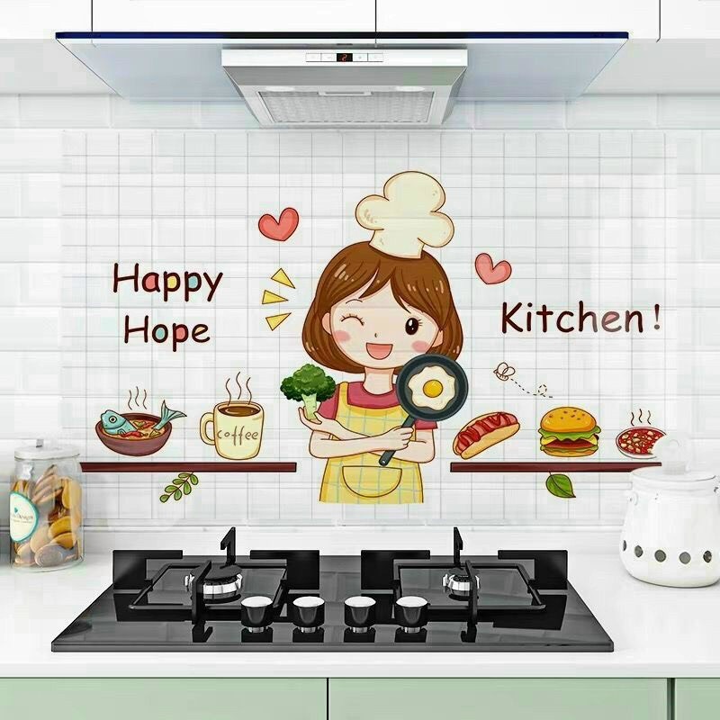 Giấy Dán Tường Bếp Cách Nhiệt Chống Dầu Mỡ, Chịu Nhiệt - Decal Dán Bếp 3D Họa Tiết Kích Thước 90x60cm