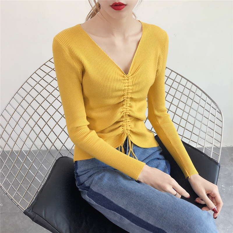 Áo len tay dài cổ chữ V