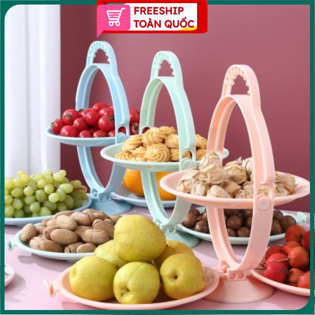 PVN32433 Khay đựng trái cây bánh kẹo hoa quả 3 tầng gấp gọn ngày tết mẫu mới T2 .
