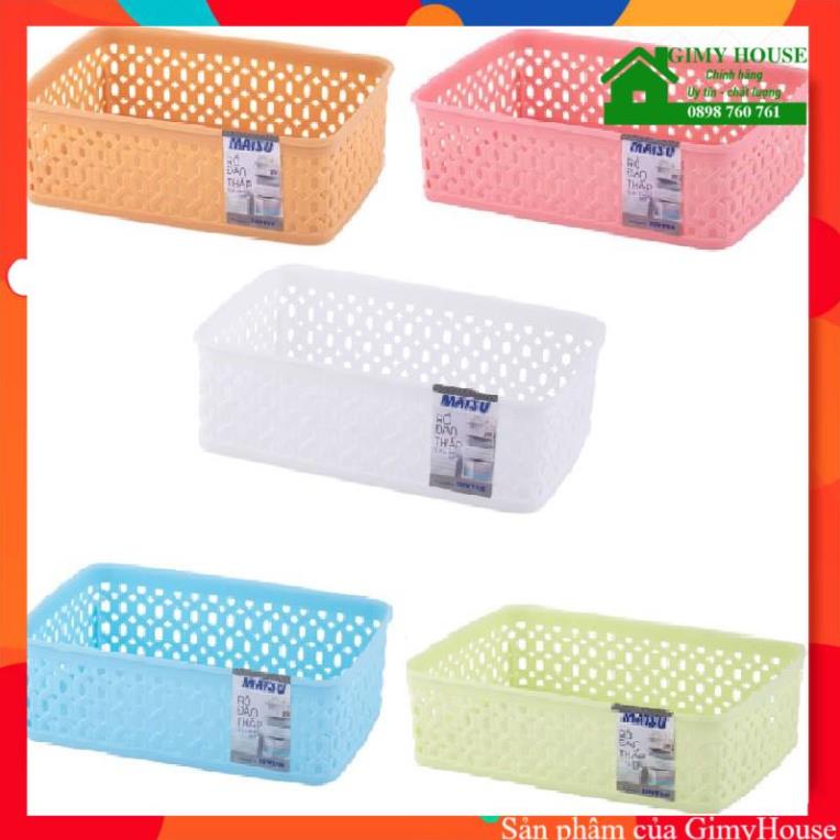 Combo 5 Rổ đan thấp Nhựa Duy Tân Matsu 1T4 - Kích thước: 20 x 14 x 6 cm