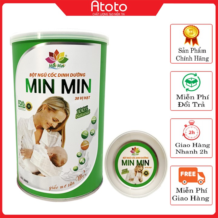Ngũ Cốc Bà Bầu MinMin Sau Sinh, Ngũ Cốc Lợi Sữa Cho Mẹ, Tăng Cân Cho Bé, Hộp Mới 30 Hạt, Sữa Về Nhanh
