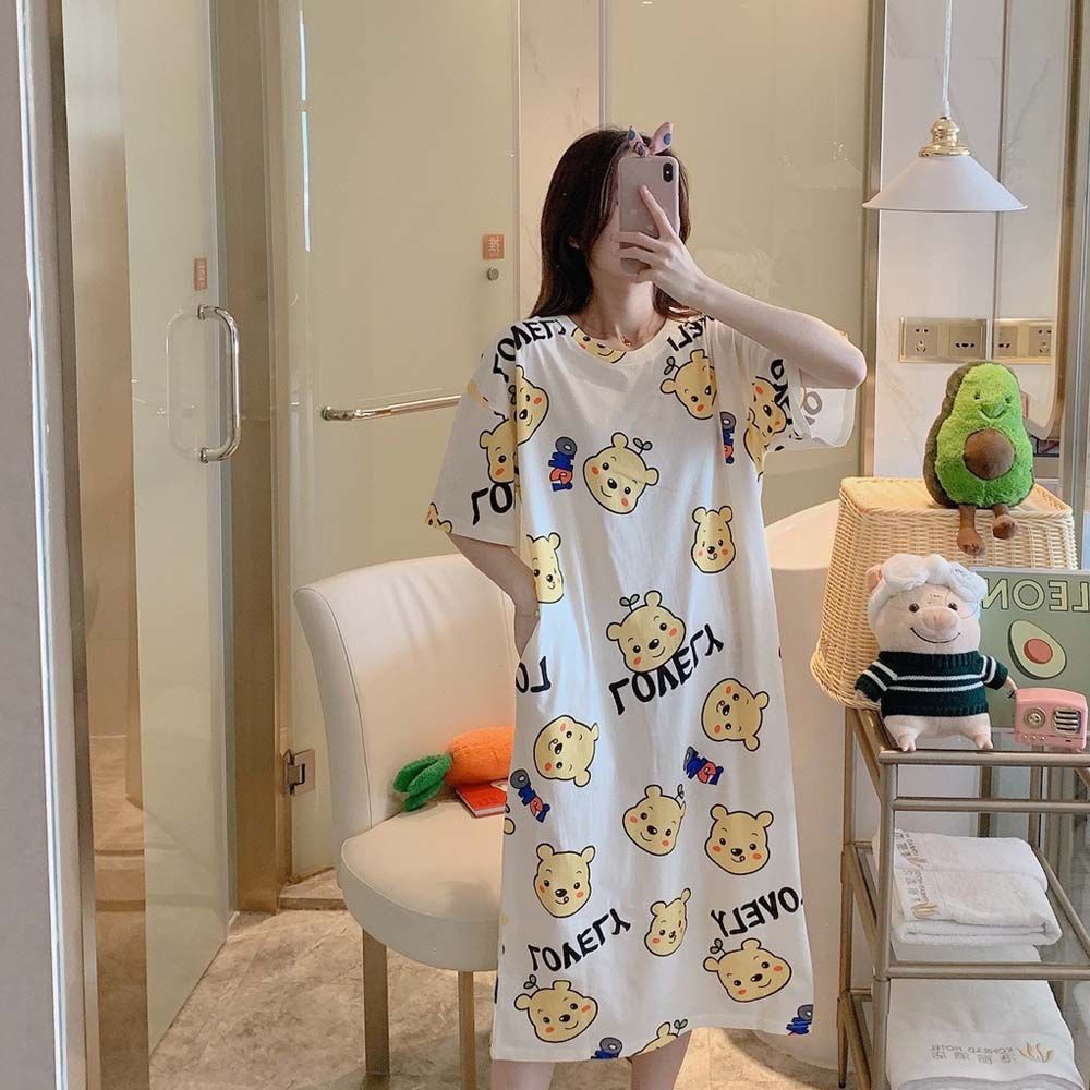 Đồ ngủ Mùa Hè Dáng Rộng In Hình Vịt Hoạt Hình Thoải Mái Phong Cách Hàn Quốc Cho Nữ | BigBuy360 - bigbuy360.vn