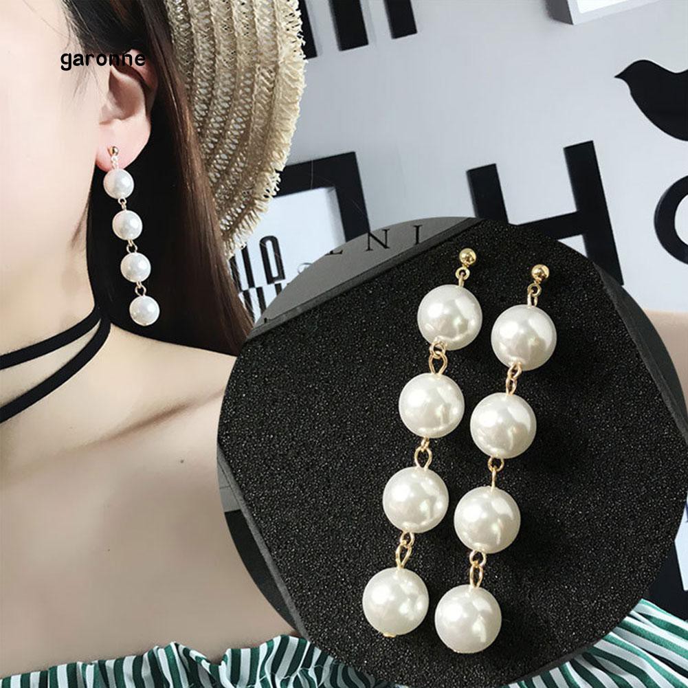 Khuyên Tai Dài Đính Ngọc Trai Nhân Tạo Thời Trang Cho Nữ