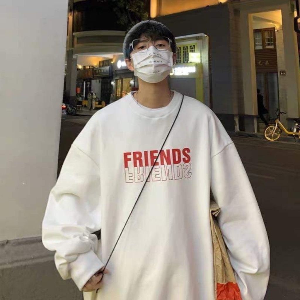ÁO SWEATER NỈ UNISEX NAM IN FRIENDS HAI MÀU ĐEN TRẮNG,CHẤT VÀI DÀY,GIỮ ẤM TỐT