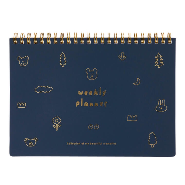 Sổ Kế Hoạch Học Tập Study Planner ARTBOX Hàn Quốc Họa Tiết Gấu Bear Màu Xanh Navy Đóng Gáy Lò Xo