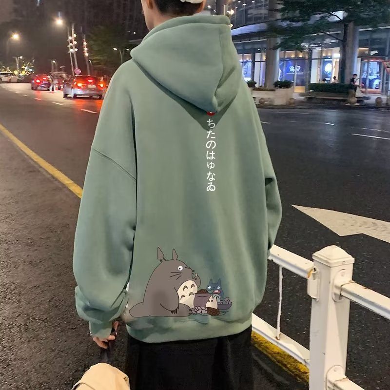 Áo Hoodie Tay Dài Dáng Rộng In Hình Totoro Dễ Thương Phong Cách Hàn Quốc Thời Trang Mùa Đông Cho Nam Và Nữ