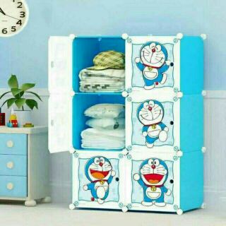 Tủ nhựa lắp ráp 6 ô size lớn mẫu đôrêmon