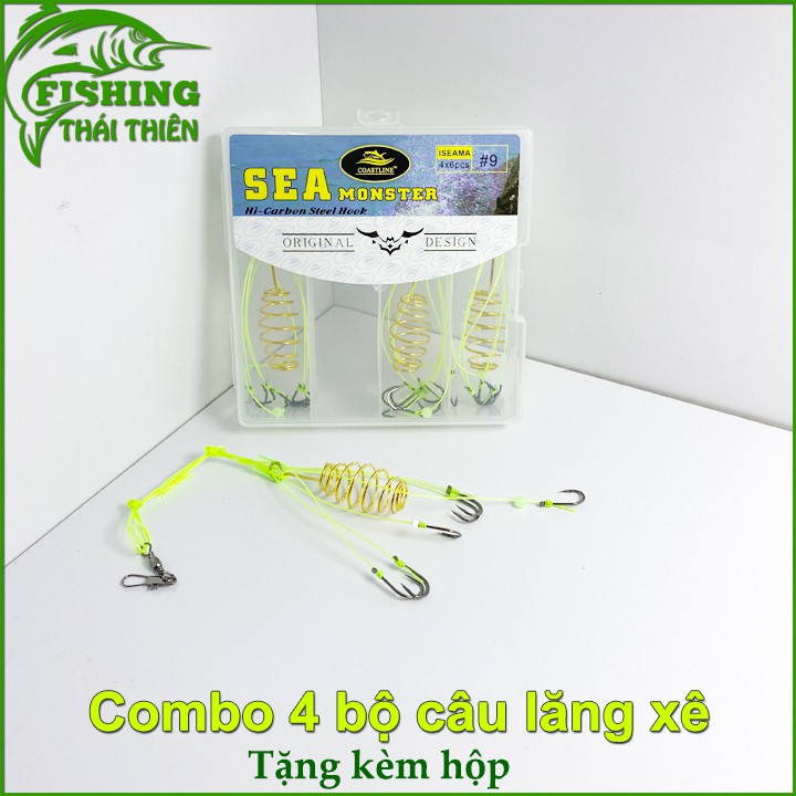 Combo 4 Bộ Lăng Xê Sea Monster Dây Siêu Bền Lưỡi Siêu Bén Dùng Câu Sông Hồ Dịch Vụ Cá Chép, Trắm, Rô Phi