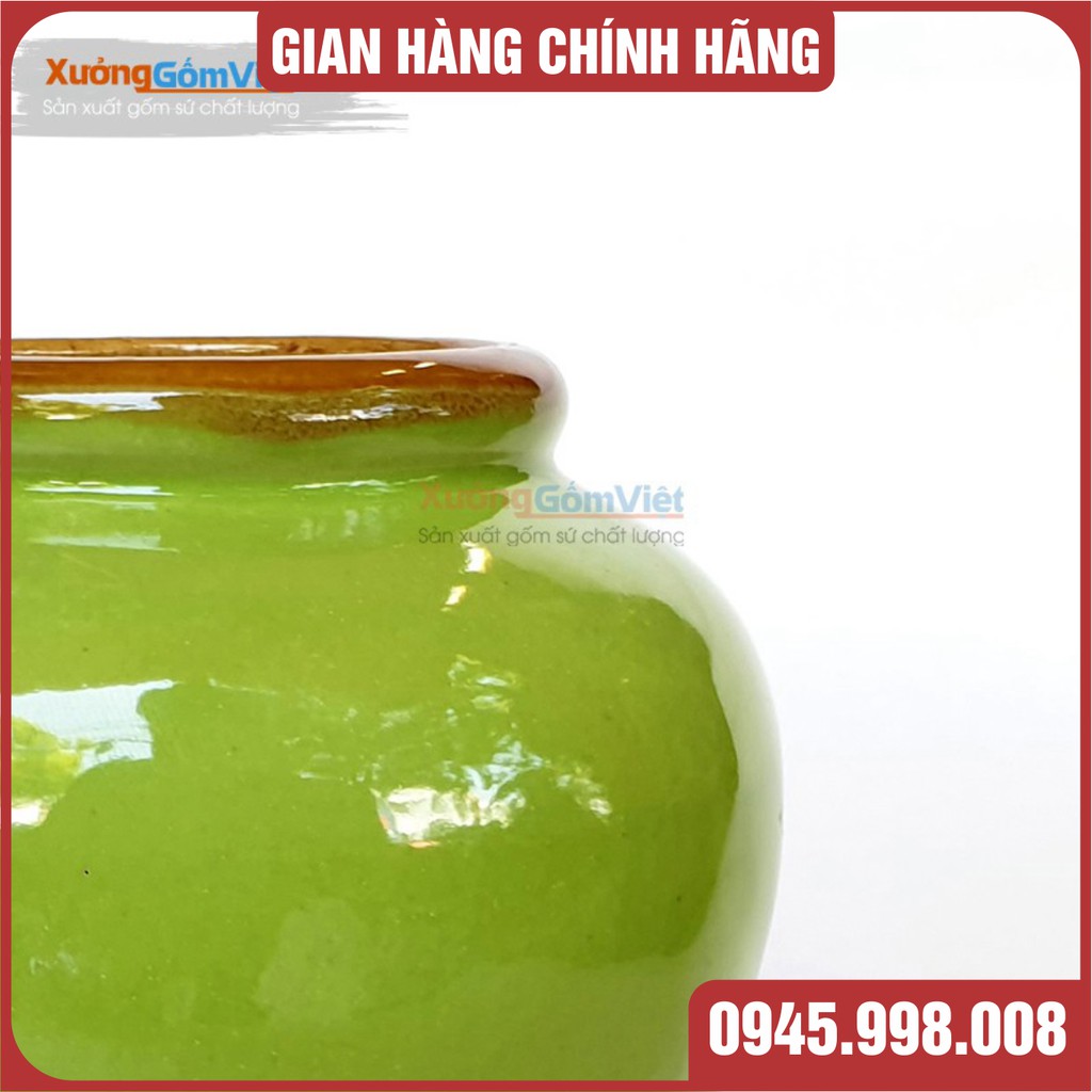 Lu sứ màu xanh đọt chuối non dung tích 400ml - hàng thủ công gốm BÁT TRÀNG - XƯỞNG GỐM VIỆT