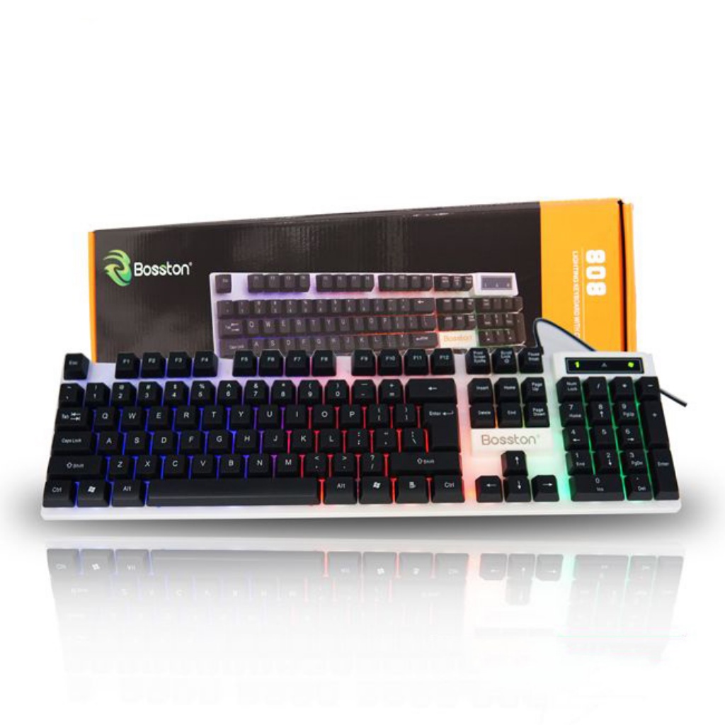 Bàn phím giả cơ Bosston 803 chuyên gaming hàng chính hãng, phím gõ nhạy và êm, led RGB đẹp, chống nước chống bám bụi