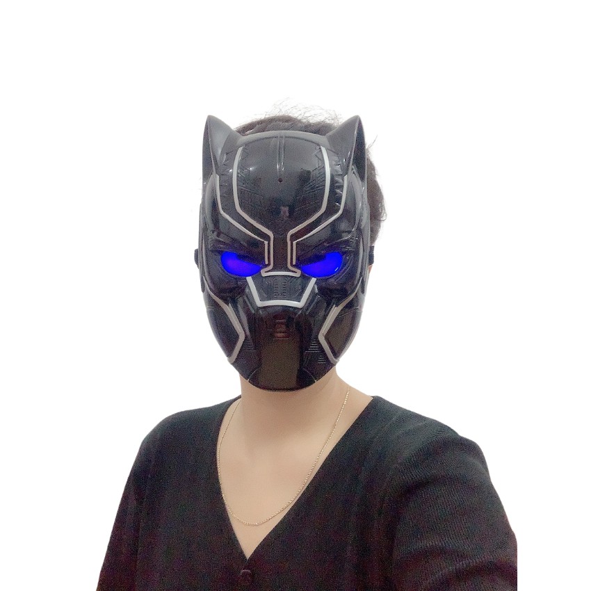 Đồ Chơi Mặt Nạ Báo Đen - Mặt Nạ Black Panther Có Đèn Phát Sáng Xanh, Nhựa Cao Cấp, Siêu Chắc Chắn