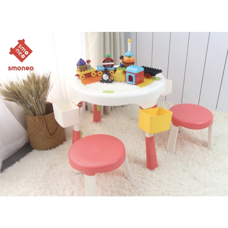 Bàn ghế Lego đa năng gấp gọn cho Bé, tặng kèm 2 ghế gấp gọn và 1 bộ Lego