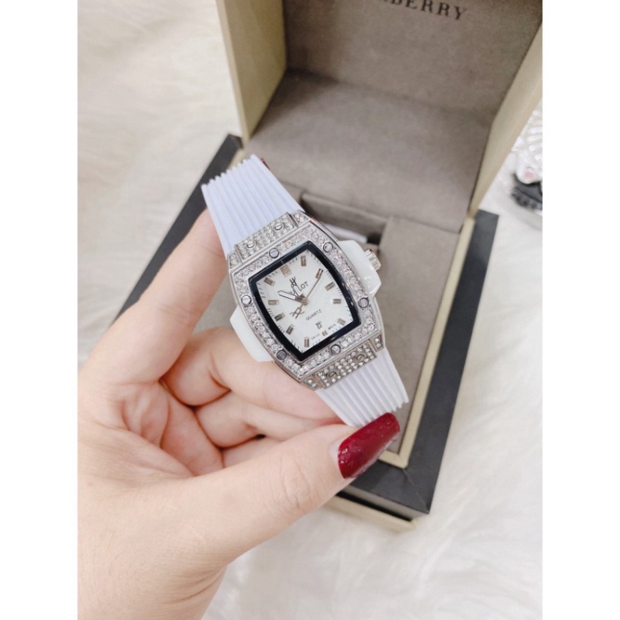 ĐỒNG HỒ NỮ hu.b dây cao su non cao cấp thời đeo cực sáng tay thời thượng bắt mắt, bảo hành 12 tháng