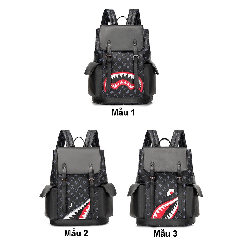 Balo da nam nữ đi học Ulzzang RIKY cặp đi học lv da pu đựng laptop 15.6 inh phong cách thể thao hàn quốc không thấm nước