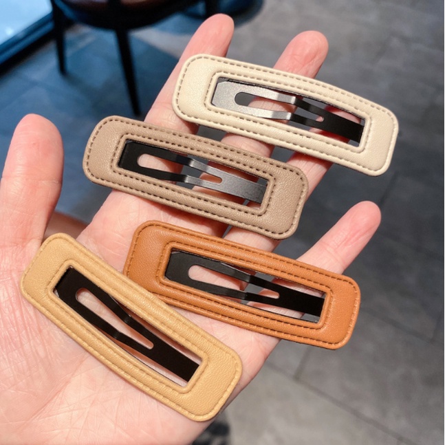 RẺ VÔ ĐỊCH  1 chiếc kẹp tóc bọc da đơn giản cá tính, phong cách hàn quốc