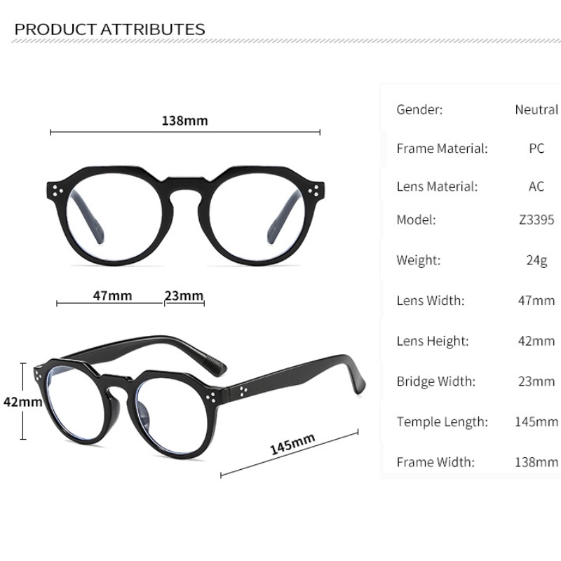 Kính gọng tròn chống tia sáng xanh thời trang retro cho nam nữ