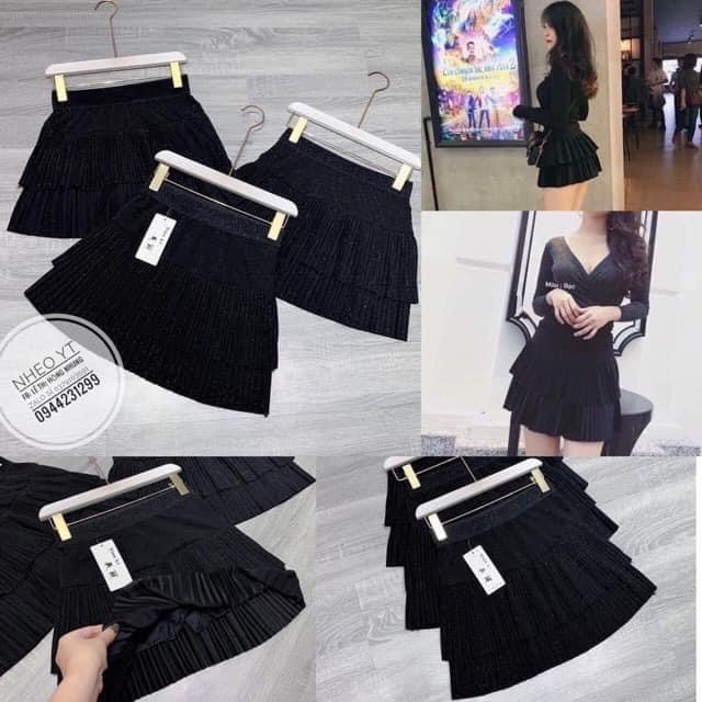 Chân váy xếp ly 2 tầng nhỏ cạp chun | BigBuy360 - bigbuy360.vn