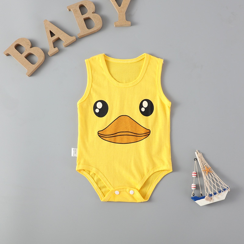 Bộ Áo Liền Quần Sát Nách Vải cotton In Hoạt Hình Dễ Thương Cho Bé Sơ Sinh