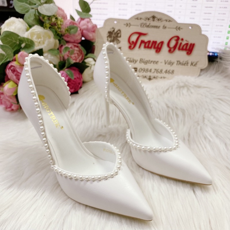 GIÀY CƯỚI, GIÀY THIẾT KẾ VIỀN NGỌC KHOÉT EO
