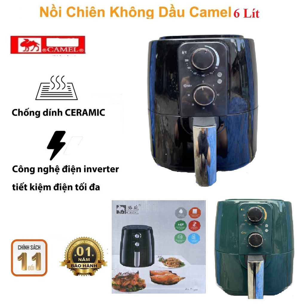 NỒI CHIÊN KHÔNG DẦU CAMEL 6 LÍT THIẾT KẾ SANG TRỌNG, CÔNG NGHỆ HIỆN ĐẠI