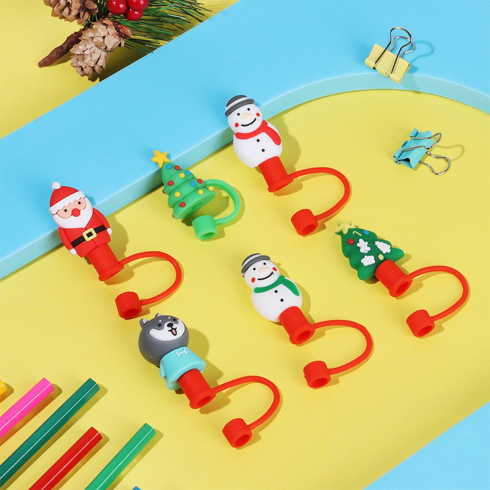 Nắp Đậy Ống Hút Bằng Silicone Hình Người Tuyết Dễ Thương