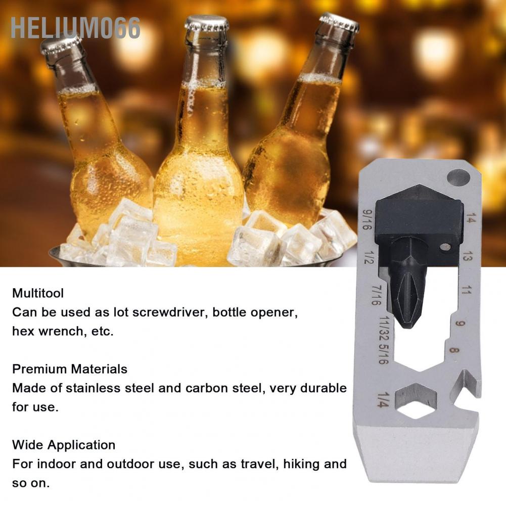 Móc khóa đa năng 7 trong 1   Dụng cụ mở chai cờ lê chéo bánh răng ngoài trời Thép không gỉ ngoài trời Multitool Helium066