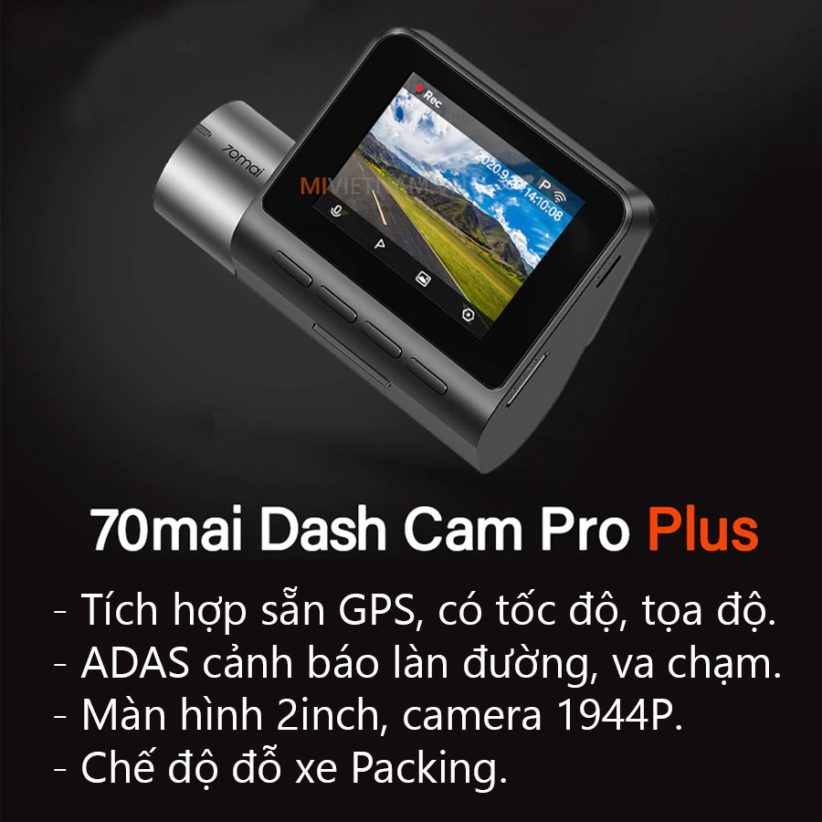 Camera Hành Trình Ô Tô  70mai Pro Plus A500S BẢN QUỐC TẾ Hàng Chính hãng, Tích Hợp Sẵn GPS Hiển Thị Tốc Độ,Siêu Nét 1944